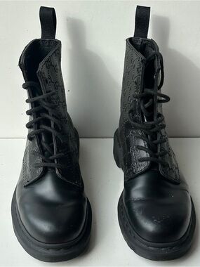 Custom Dr. Martens 1460 Mono Boots GG Embossed Leather Black Women 6 / Men 5